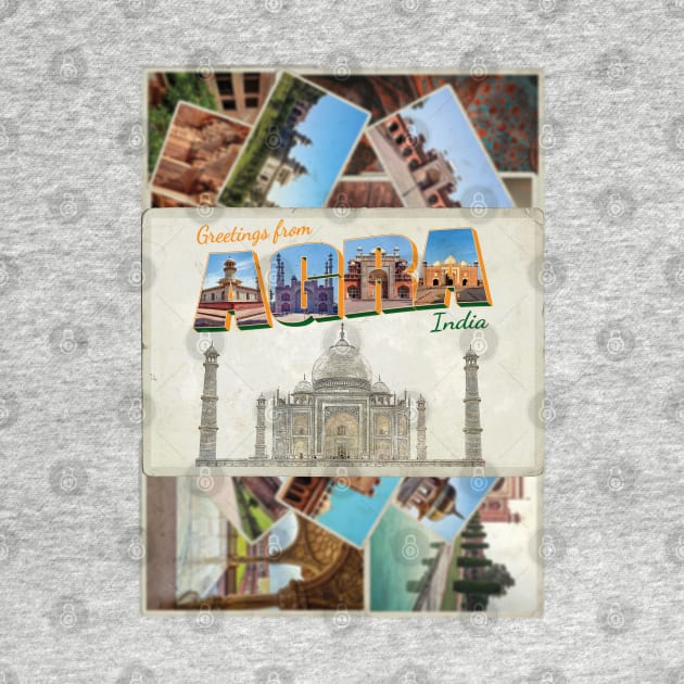 Greetings from Agra in India Vintage style retro souvenir by DesignerPropo